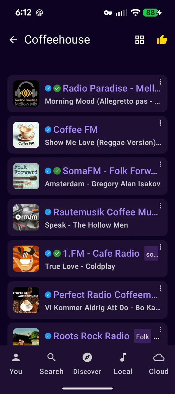 StreamWave station list screen, example 4 of 6